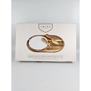Twine Living Co. Gourmet Wood & Ceramic Cheese Board Gift Set